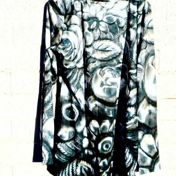 Floral Tiffany Tunic Shirt Blouse Boho Flowers Size Medium Large Cottagecore - Picture 6 of 7